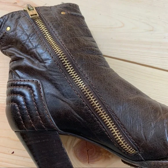 Chloe dark brown leather heeled ankle boots 39 - Picture 7 of 16
